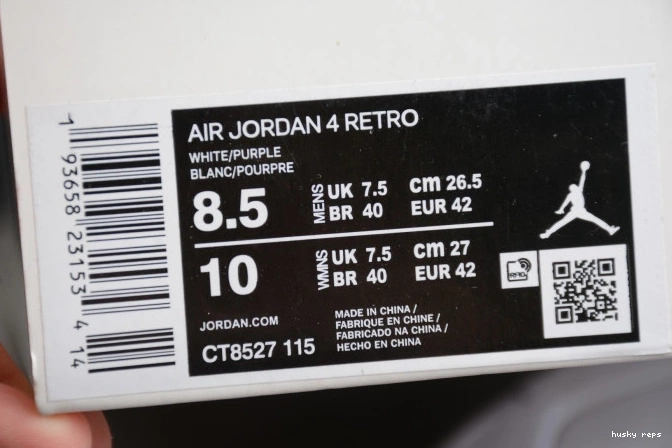 Rep Husky Jordan 4 Court CT8527-115 Purple Air 0725